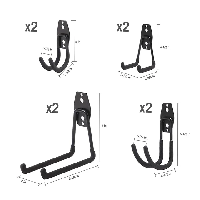 Alt view image 3 of 6 - Hyper Tough 8-Pack Wall-Mount Storage Hooks, Non-Marring Vinyl Coating