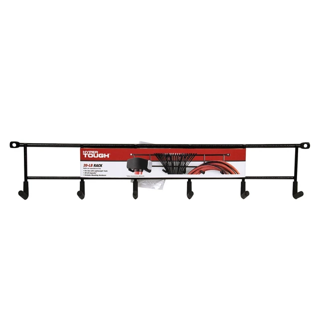 Alt view image 7 of 7 - Hyper Tough Multi-Hook Rack, Screw Mounted, Steel, Black Finish, 2.5 in x 5.72 in x 17 in