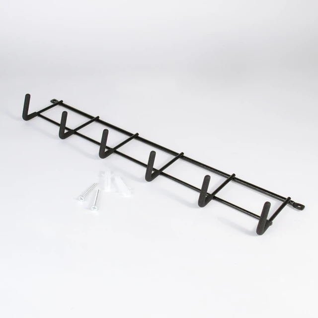 Alt view image 3 of 7 - Hyper Tough Multi-Hook Rack, Screw Mounted, Steel, Black Finish, 2.5 in x 5.72 in x 17 in