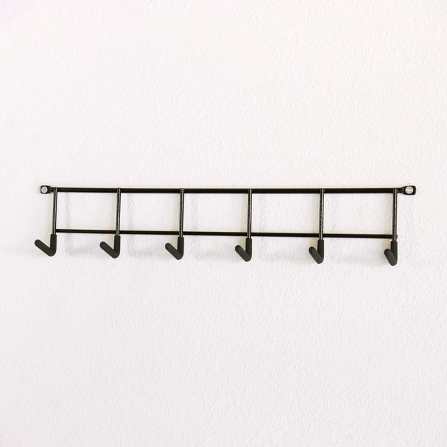 Alt view image 4 of 7 - Hyper Tough Multi-Hook Rack, Screw Mounted, Steel, Black Finish, 2.5 in x 5.72 in x 17 in