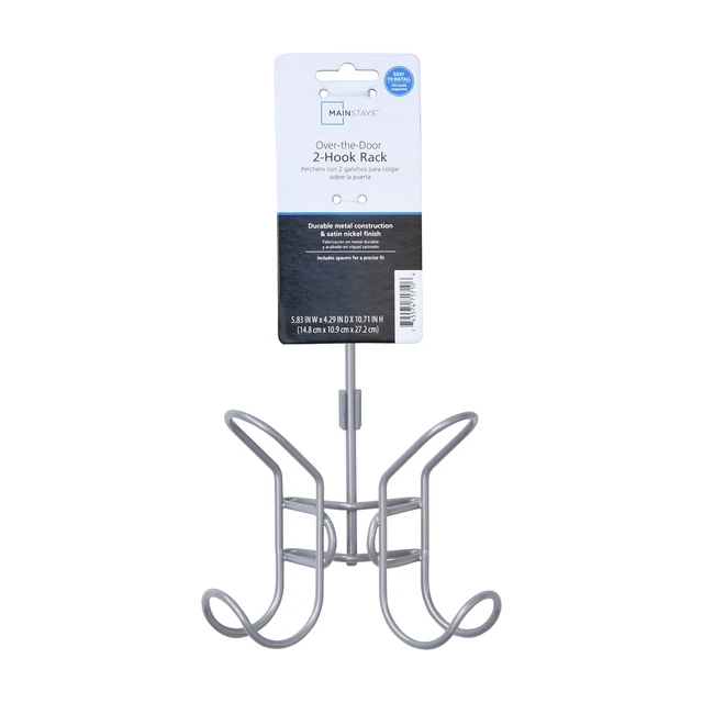 Alt view image 3 of 5 - Mainstays Over-the-Door Double Hook, Satin Nickel Finish