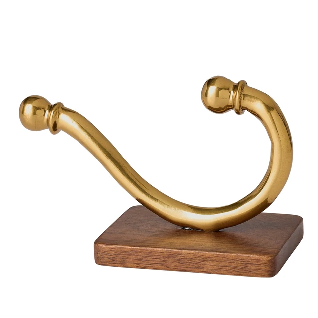 Alt view image 2 of 7 - Better Homes & Gardens Modern Heirloom Single Wall Hook, Walnut Wood/Heritage Gold Finish