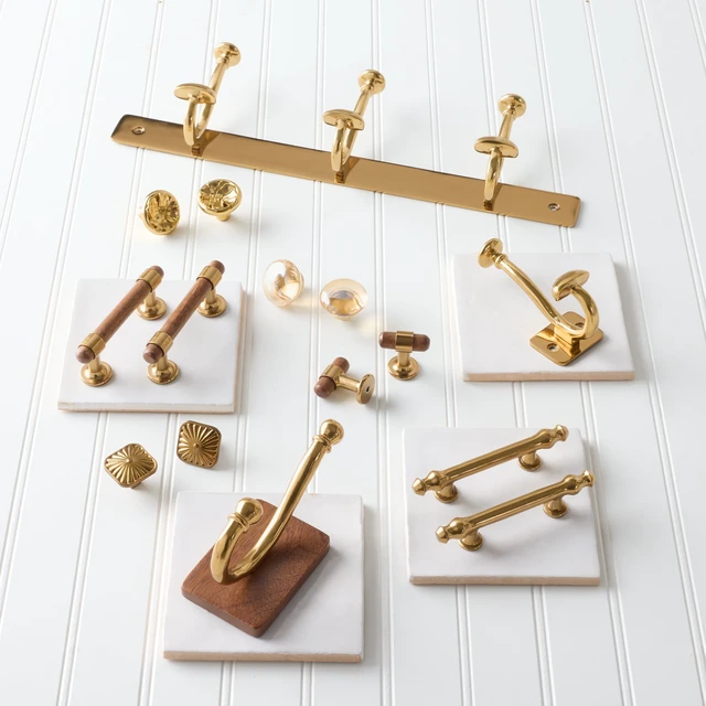 Alt view image 7 of 7 - Better Homes & Gardens Modern Heirloom Single Wall Hook, Walnut Wood/Heritage Gold Finish