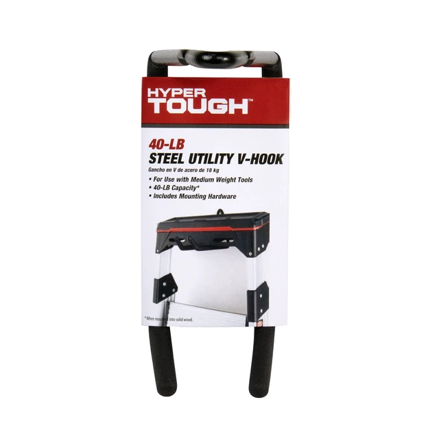 Alt view image 2 of 7 - Hyper Tough Screw Mounted Steel Utility V-Hook, Black, 3in x 4.3in x 7in