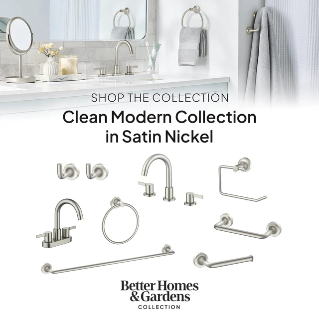 Alt view image 2 of 5 - Better Homes & Gardens Clean Modern Wall Mount Robe Hook, Satin Nickel, 2 Pack