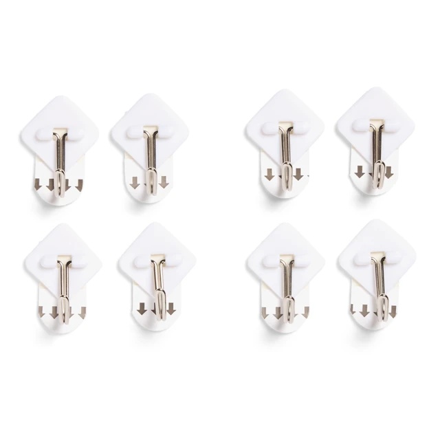 Alt view image 6 of 6 - Hyper Tough Removable Hinged Adhesive Hooks, White, 8 Piece, 1lb Capacity