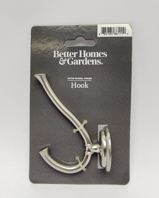 Alt view image 4 of 7 - Better Homes & Gardens Gorham 2-Prong Hook, Satin Nickel, 35 lb Weight Limit