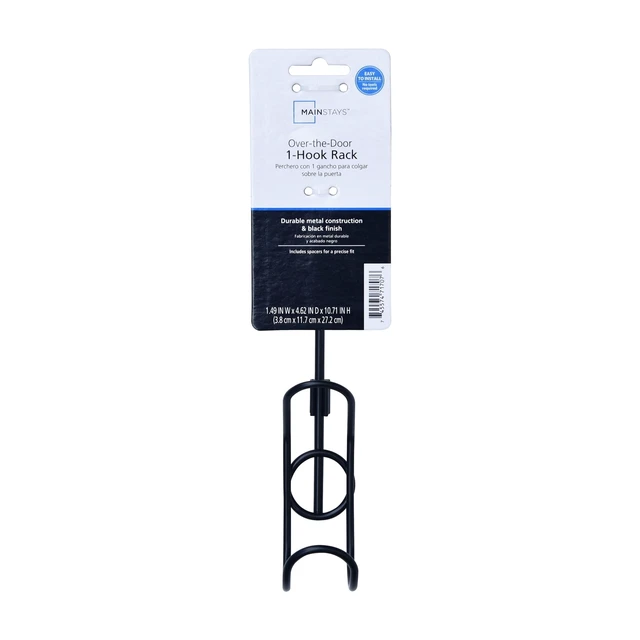 Alt view image 2 of 4 - Mainstays Over-the-Door Single Towel Hook, Black, 1 Pack