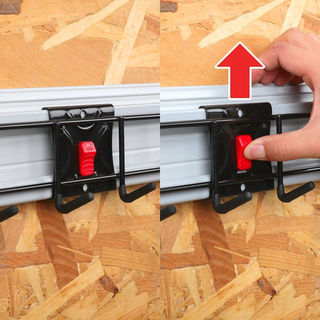 Alt view image 2 of 6 - Hyper Tough 6-Hook Rack Organizer, Wall Mount or Snap Rail System, Black