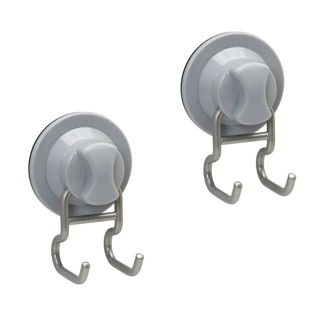 Alt view image 4 of 4 - Better Homes & Gardens Power Grip Pro Dual Hooks, 2 Pack, Suction or Adhesive Mount, Satin Nickel