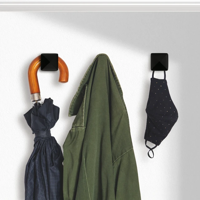 Alt view image 2 of 6 - 2-Pack Mainstays Square Black Metal Wall Hook, 2.25 x 2.25 in