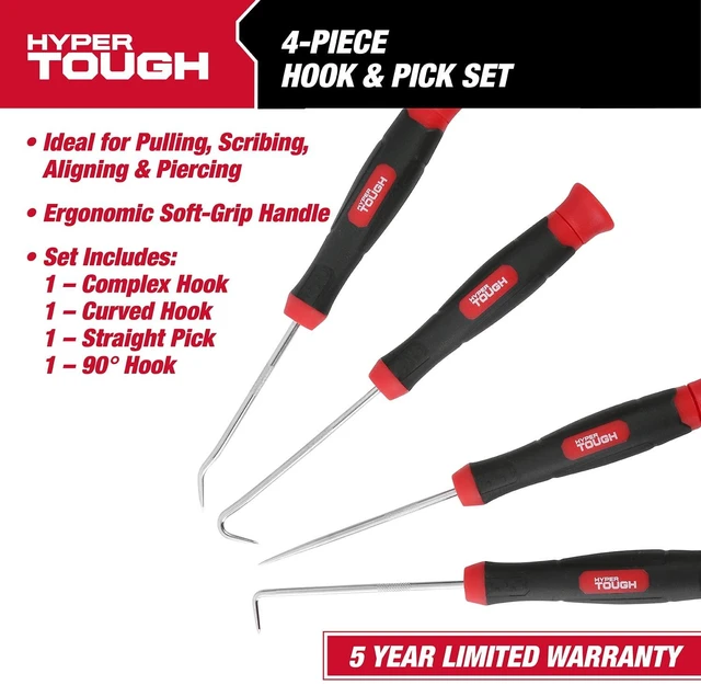 Alt view image 2 of 6 - Hyper Tough 4-Piece Curved, Complex & 90-Degree Steel Hooks