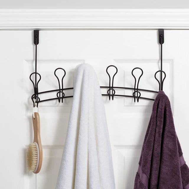 Main image of Mainstays SnugFit 6-Hook Over-the-Door Towel and Robe Rack, Oil-Rubbed Bronze