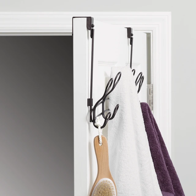 Alt view image 2 of 7 - Mainstays SnugFit 6-Hook Over-the-Door Towel and Robe Rack, Oil-Rubbed Bronze