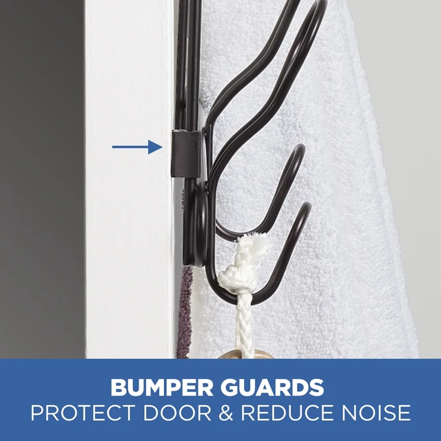 Alt view image 6 of 7 - Mainstays SnugFit 6-Hook Over-the-Door Towel and Robe Rack, Oil-Rubbed Bronze