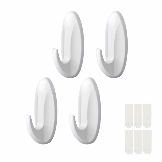 Alt view image 5 of 5 - Pen+Gear Plastic Adhesive Medium Wall Hooks, Damage-Free, White, 4 Count