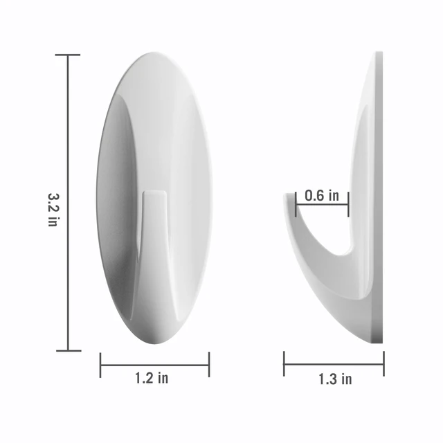 Alt view image 3 of 5 - Pen+Gear Plastic Adhesive Medium Wall Hooks, Damage-Free, White, 4 Count