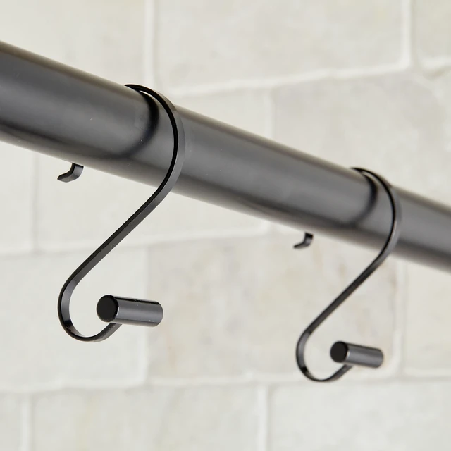 Main image of Better Homes & Gardens S-Shape Rustproof Stainless Steel Shower Hooks with T-Bar Ends, Black, 12-Pack