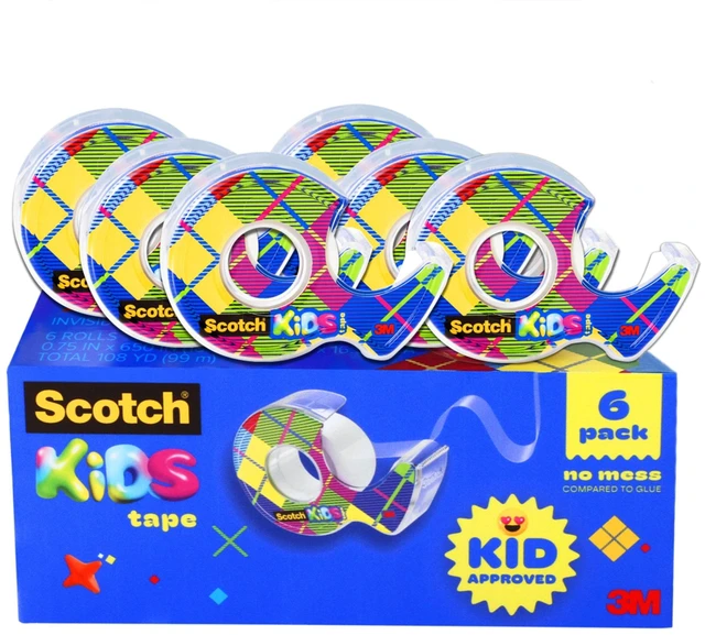 Main image of Scotch Kids Tape Dispenser Invisible, 3/4 in x 650 in, 6 Tape Rolls with Dispensers