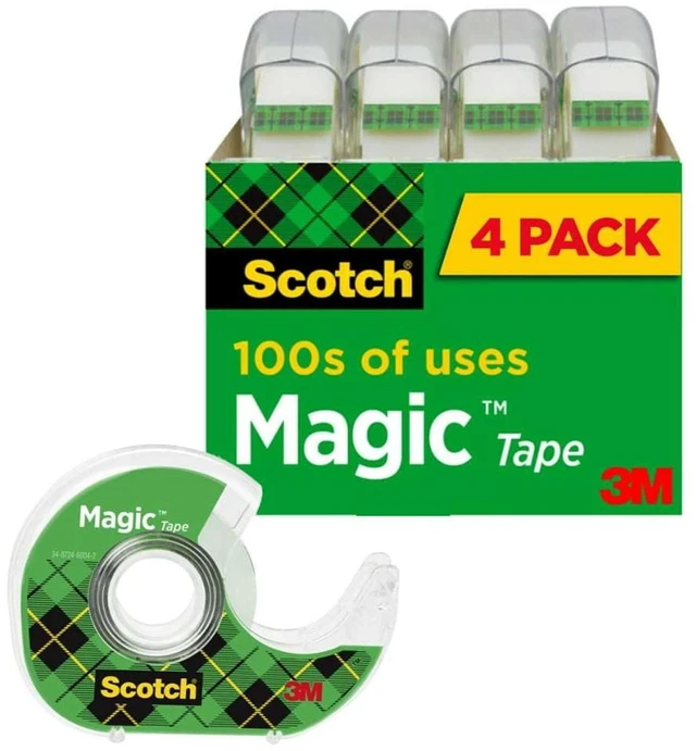 Main image of Scotch Magic Tape Dispensers, 4 Dispensers, Clear, Matte, 3/4in. x 500in.