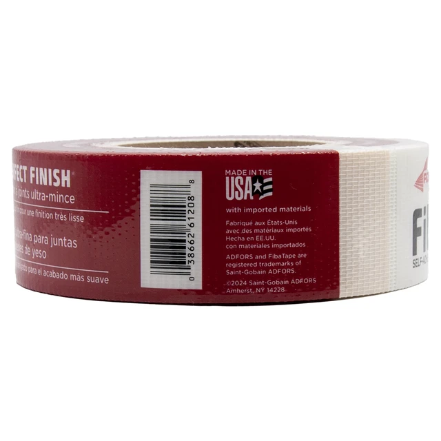 Alt view image 4 of 5 - Saint-Gobain ADFORS FibaTape Perfect Finish 1-7/8 Inch x 180 Foot Ultra Thin Self-Adhesive Mesh Drywall Joint Tape