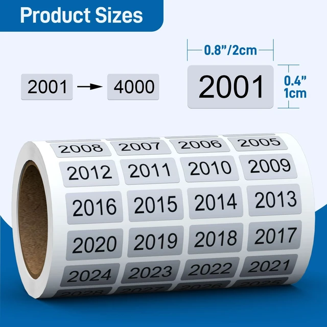 Alt view image 4 of 7 - 4"x0.8" Waterproof Vinyl Inventory Number Stickers 2001-4000