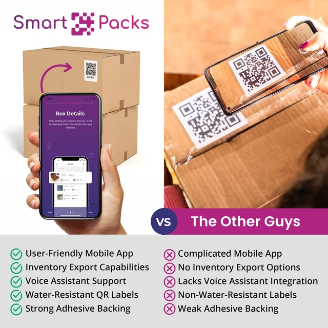Alt view image 4 of 6 - SmartPacks QR Stickers - Premium Smart Labels for Storage Bins with QR Code for Inventory and Moving - 48 Stickers