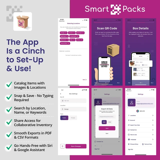 Alt view image 6 of 6 - SmartPacks QR Stickers - Premium Smart Labels for Storage Bins with QR Code for Inventory and Moving - 48 Stickers