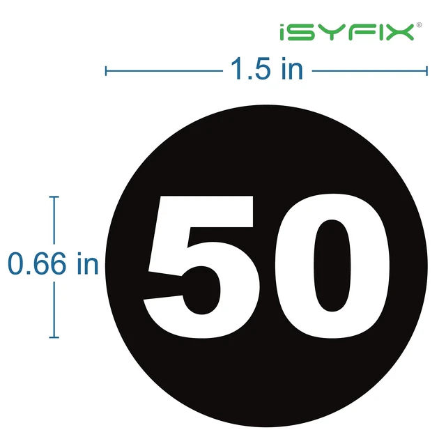 Alt view image 4 of 6 - iSYFIX Consecutive Number Stickers 1 to 50, 1.5Inch, Black, 1 Set