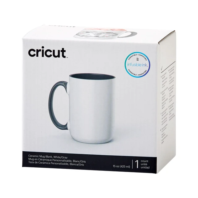 Alt view image 6 of 6 - Cricut Beveled Blank Mug, White/Gray