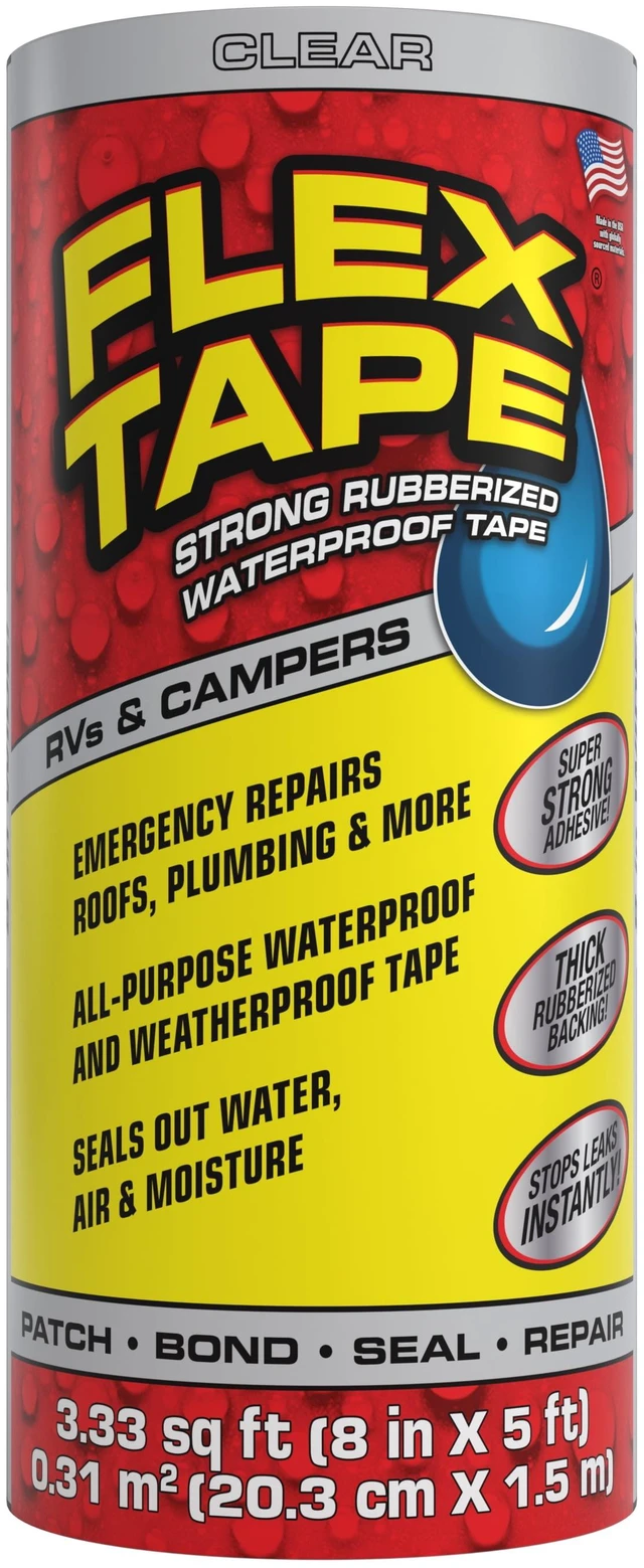 Main image of Flex Tape Rubberized Waterproof Tape, 8in x 5ft, Clear
