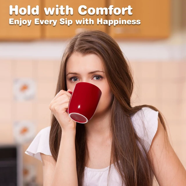 Alt view image 2 of 7 - Large Ceramic Coffee Mug 16oz(475ml) Red 1 Pack