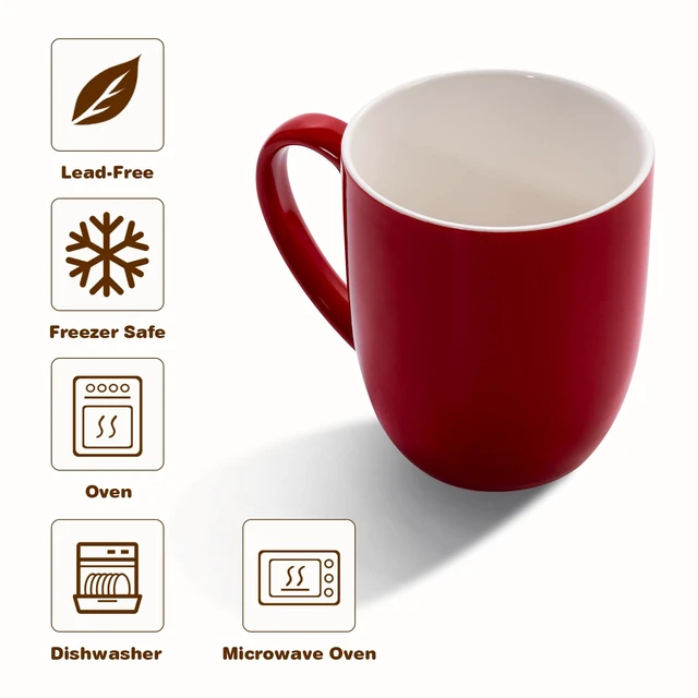 Alt view image 5 of 7 - Large Ceramic Coffee Mug 16oz(475ml) Red 1 Pack