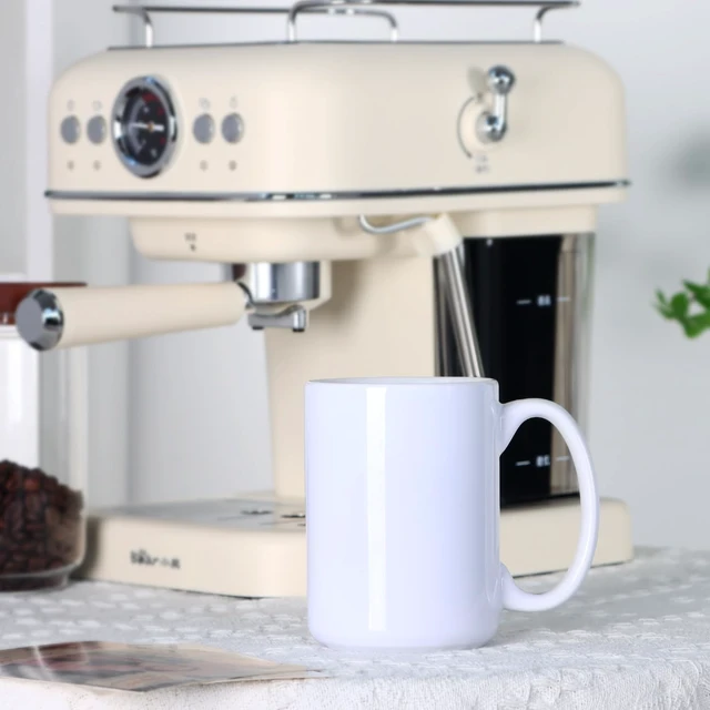 Alt view image 2 of 6 - 15 OZ Ceramic Coffee Mug, White, Classic Blank with Large Handle for Tea Latte Cappuccino