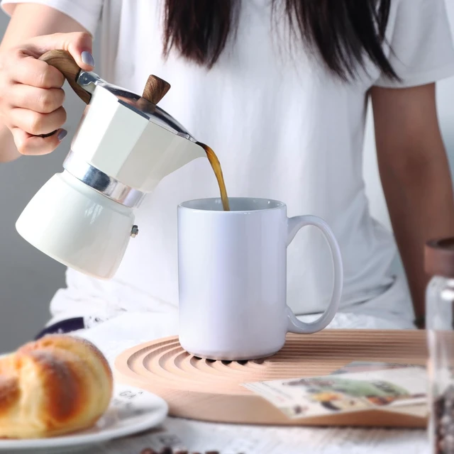 Alt view image 5 of 6 - 15 OZ Ceramic Coffee Mug, White, Classic Blank with Large Handle for Tea Latte Cappuccino