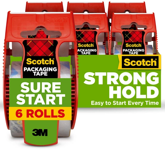 Main image of Scotch Sure Start Shipping Tape Dispenser, 6 Pack, Clear, 1.88in x 22.2yds