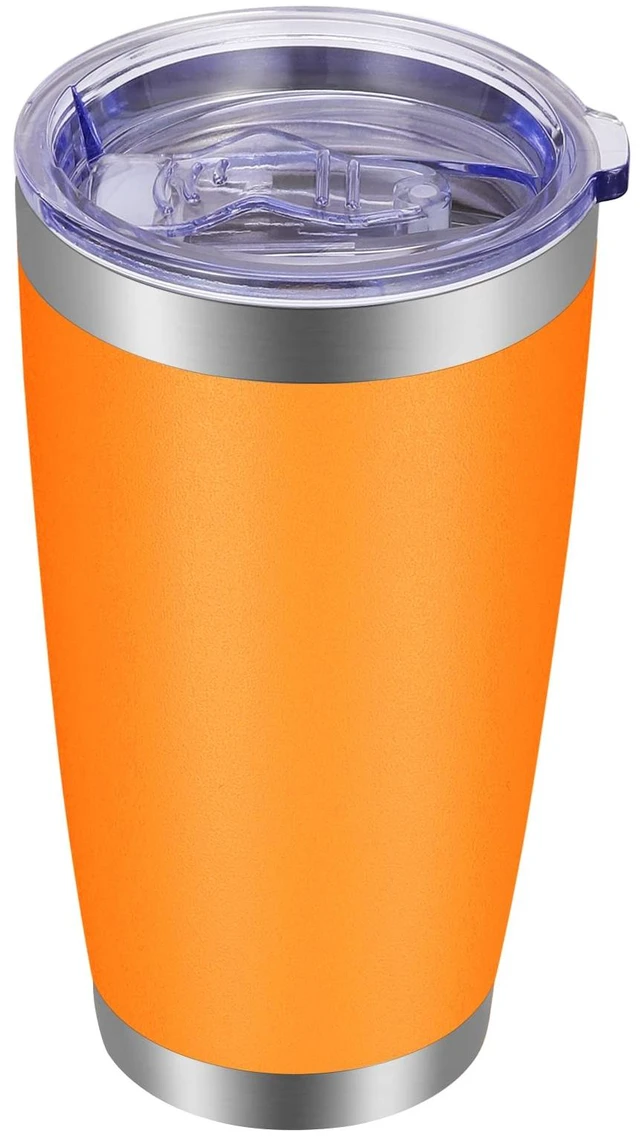 Main image of VEGOND 20oz Vacuum Insulated Stainless Steel Tumbler with Lid and Straw, Double Wall, Powder Coated, Travel Coffee Mug, Orange, 1 Pack