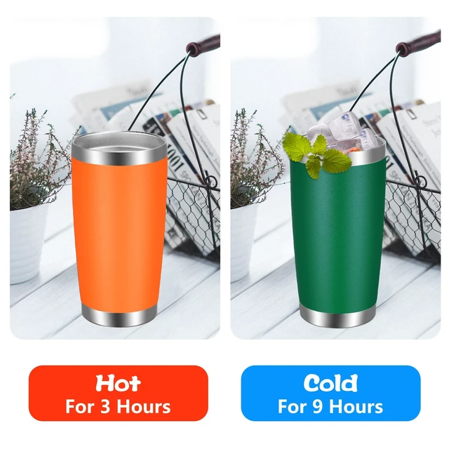 Alt view image 2 of 6 - VEGOND 20oz Vacuum Insulated Stainless Steel Tumbler with Lid and Straw, Double Wall, Powder Coated, Travel Coffee Mug, Orange, 1 Pack