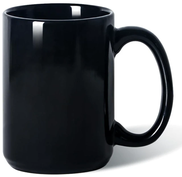 Main image of 15oz Ceramic Coffee Mug, Classic Blank Cup with Large Handle, Black for Tea Latte Cappuccino