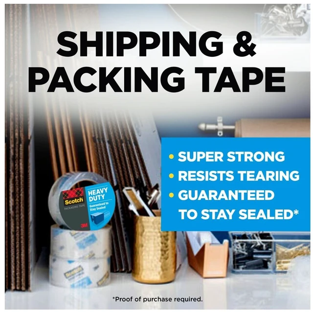 Alt view image 5 of 6 - Scotch Heavy Duty Packaging Tape, 1.88"x54.6yds, 6 Rolls, Clear, 3" Core