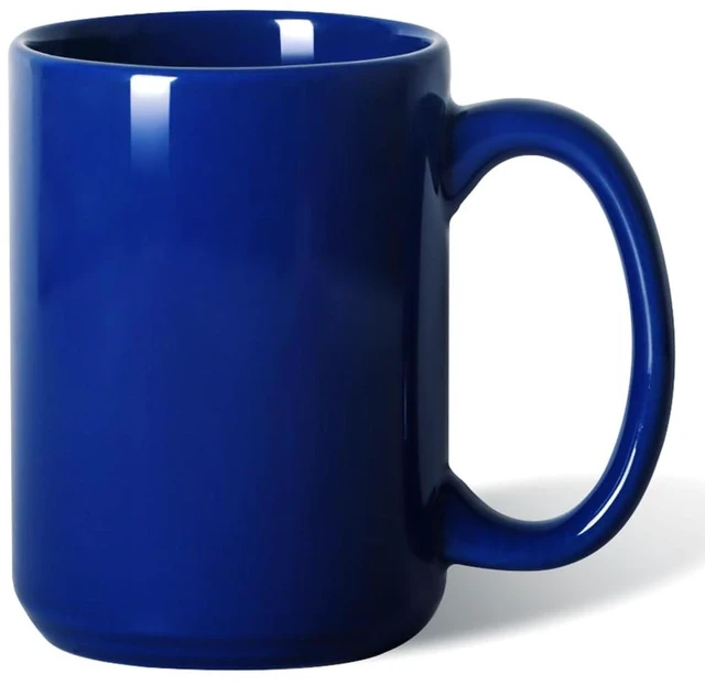 Main image of 15 OZ Ceramic Coffee Mug, Classic Blank Cup with Large Handle for Tea, Latte, Cappuccino, Blue