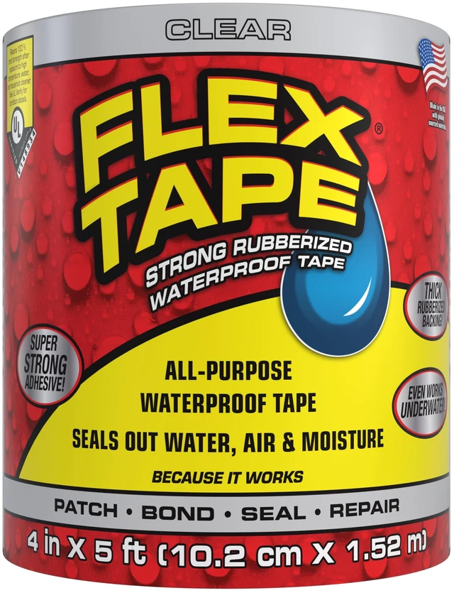 Main image of Flex Tape Strong Rubberized Waterproof, 4 in x 5 ft, Clear