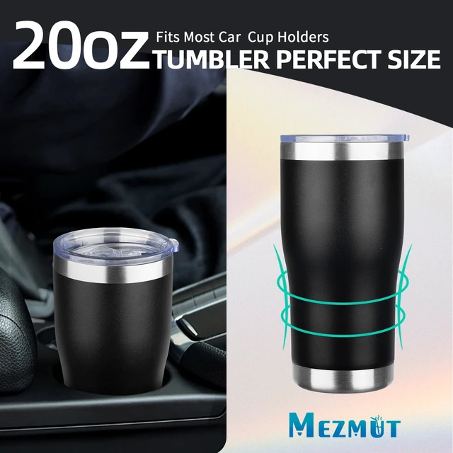 Alt view image 6 of 6 - MEZMUT 20oz Coffee Tumbler with Lid and Straw, Double Wall Vacuum Insulated Stainless Steel, Leakproof Powder Coated, for Hot and Cold, Indoor and Outdoor