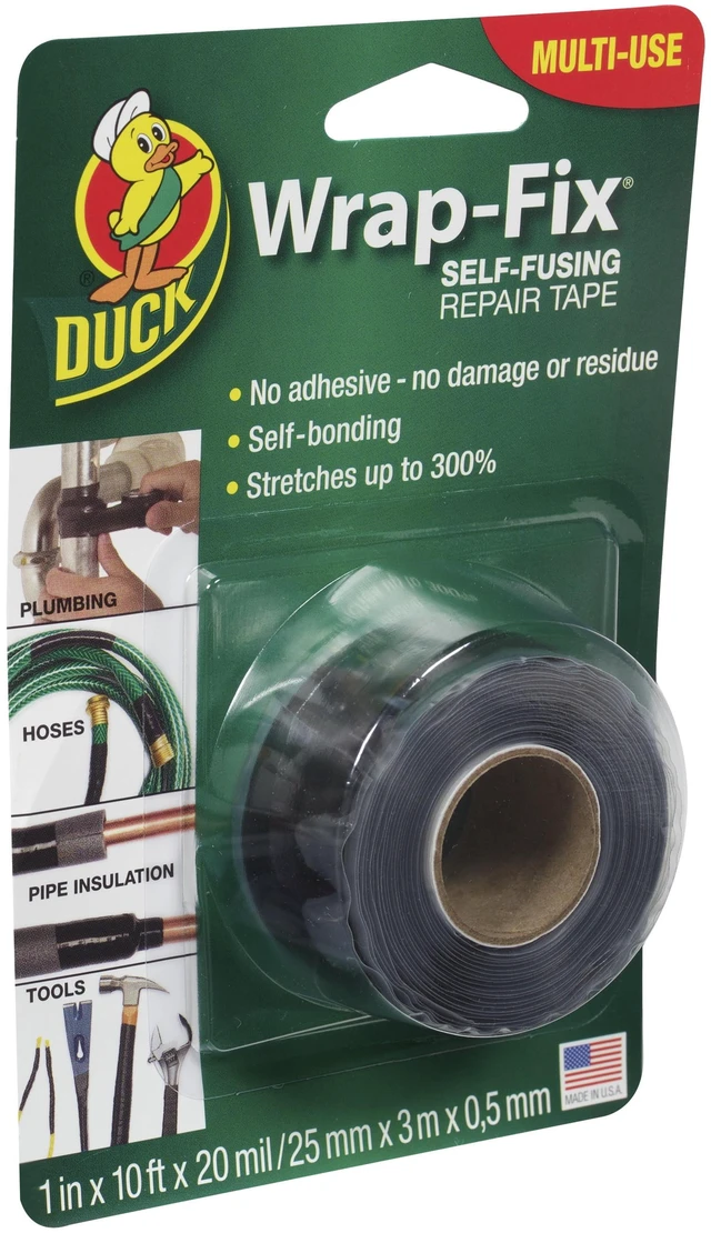 Main image of Duck Brand Wrap-Fix Self-Fusing Repair Tape, 1in. x 10ft. x 20mil., Black