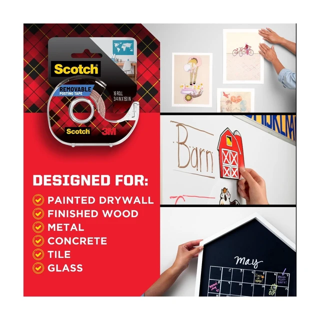 Alt view image 6 of 6 - Scotch Removable Poster Tape Clear 3/4in x 150in 1 Roll