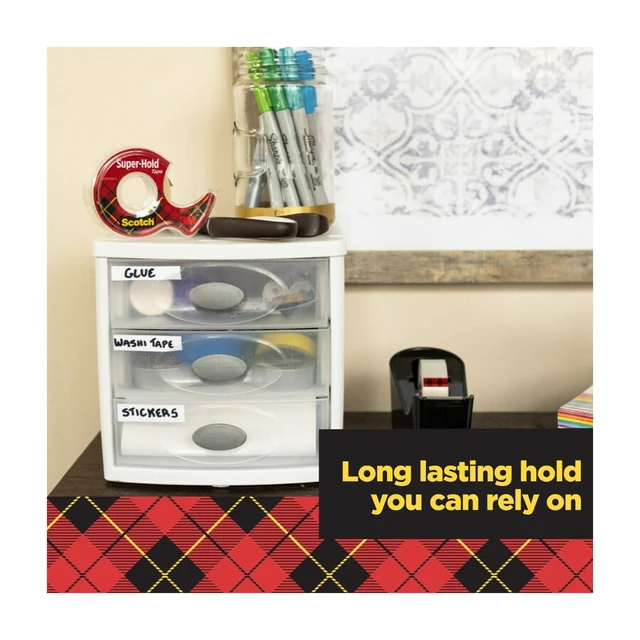 Alt view image 2 of 5 - Scotch Super-Hold Tape Dispenser, 3/4in. x 600in., 2 Dispensers, Clear