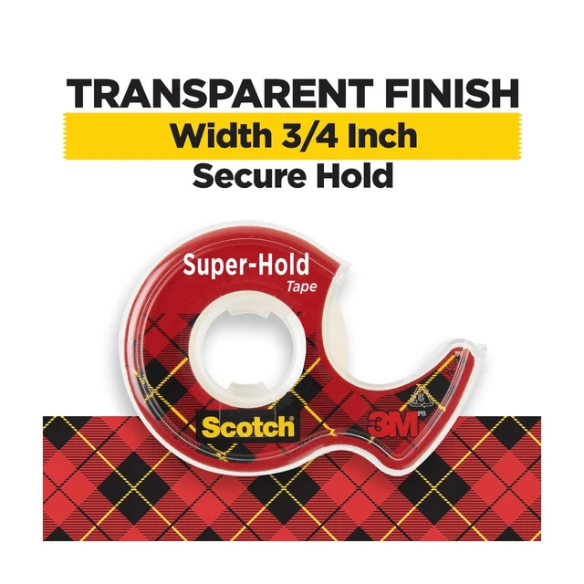 Alt view image 4 of 5 - Scotch Super-Hold Tape Dispenser, 3/4in. x 600in., 2 Dispensers, Clear