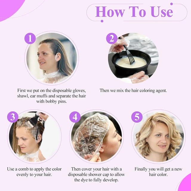 Alt view image 5 of 7 - 19-Piece Hair Dye Kit with Hair Dye Brush, Collapsible Bowl, Clips, Ear Muffs, Disposable Gloves, Scarf, Shower Cap