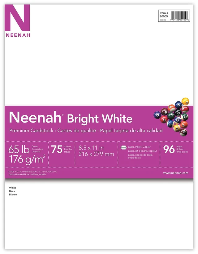 Alt view image 3 of 4 - Astrobrights/Neenah Bright White Cardstock, 8.5x11in, 65lb, 75 Sheets