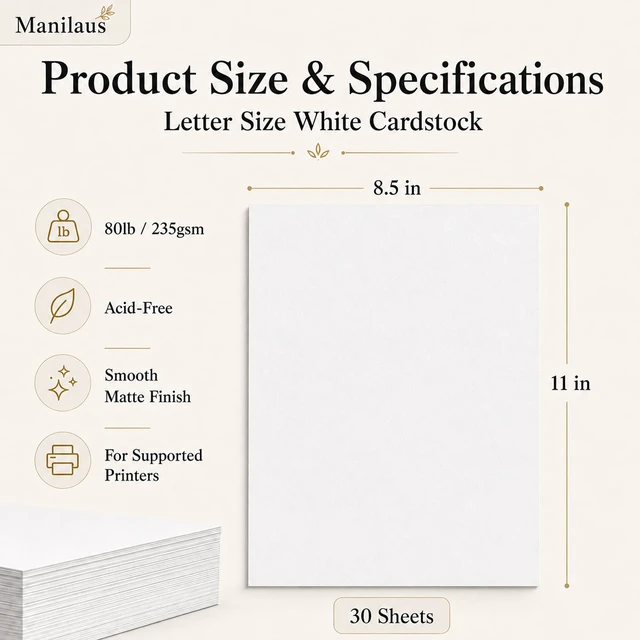 Alt view image 2 of 7 - White Cardstock 8.5x11, 80lb, 30 Sheets